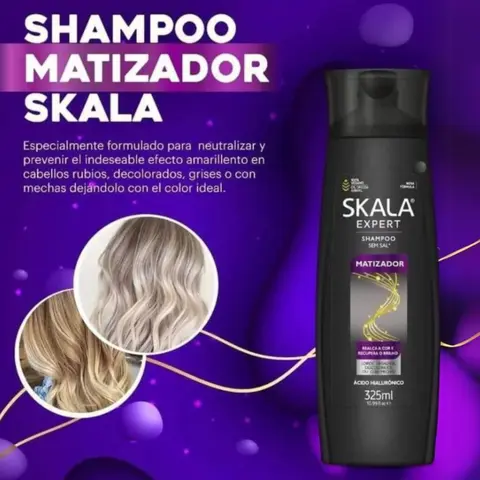 Skala Sulfate Free Brass Toning Purple Shampoo for Blonde, Bleached, Silver, or Brown Highlighted Hair, EverPure, 10.99 Fl Oz