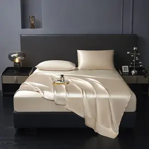 4 Pcs King Size Luxury Soft Gold Sheet Set,1 Moisture Wicking Fitted Sheet Fits Up to 16 Inches Deep + 1 Flat Sheet + 2 Pillowcases(Gold, King)