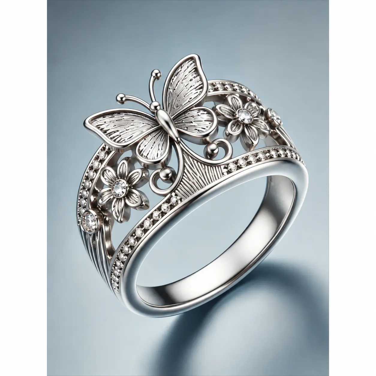 Vintage Hollow Butterfly Flower Ring for Women, Ethnic Style Unique Design, Casual Versatile Party Wedding Jewelry, Boho Wedding Ring, Beautiful Rings