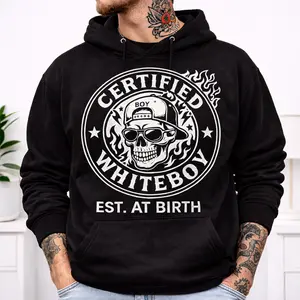 Certified Whiteboy Hoodie Graphic Streetwear, Edgy Urban Graphic Hoodie, Dark Aesthetic Street Fashion Pullover Shirt, Unisex Sweater Hoodie