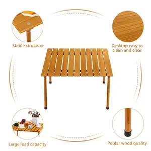 1 portable indoor and outdoor folding table, rolls up, foldable and foldable for storage, easy to install, suitable for outdoor and patio dining needs, mini beach table