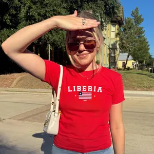 Liberia Baby Tee, Liberia Y2K Shirt, Liberia Crop Tee, Vintage 2000s 90's Baby Tee, Liberia Shirt, Africa Baby Tee, Liberia Flag Baby Tee