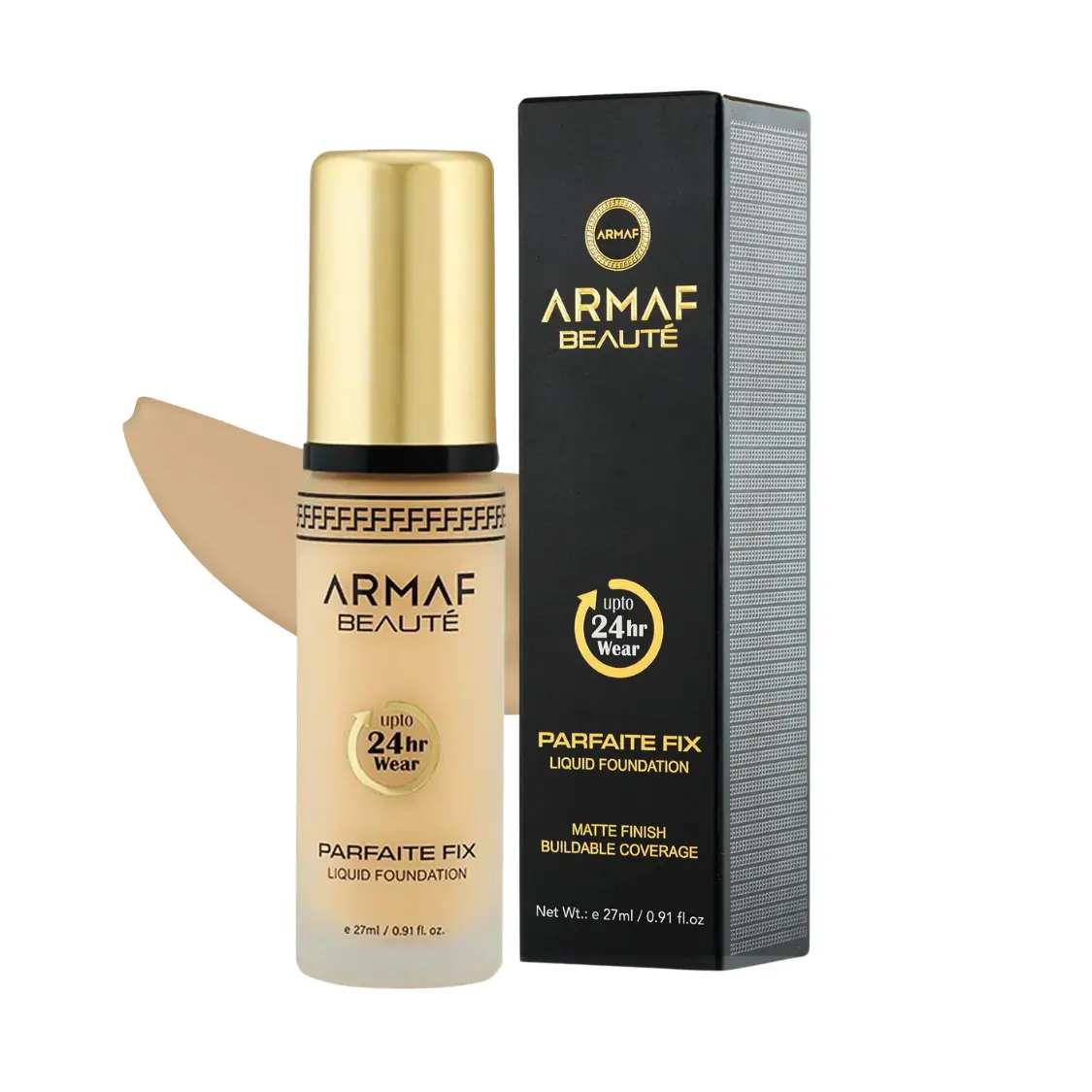 Armaf Parfaite Fix 24-Hour Longwear Foundation, Waterproof Liquid Base Makeup with Vitamin E for All Skin Types, 27ml