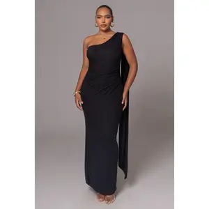 Black Kianna Drape Maxi Dress