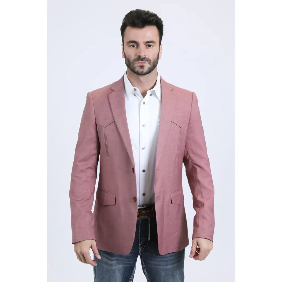 Platini Men's Double Button Western Blazer - Salmon