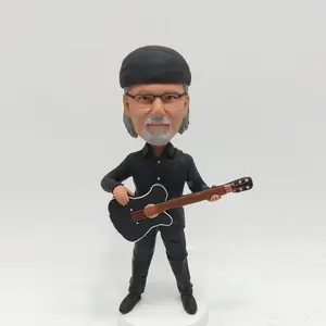Custom Singer or Guitarist Bobblehead, Personalized Musician Figurine with Guitar