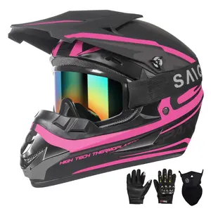 SanQing Youth Kids Motocross Helmet, Adult ATV Dirt Bike Helmet, Off-Road BMX 4-Wheeler Full Face Motorcycle Helmet W/Goggles Gloves & Mask, DOT Approved