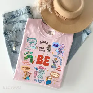 Comfort Colors Children’s Character Affirmations Teacher T-shirt, Book Lover Shirt, Back to School Graphic Tee, Teacher Gift
