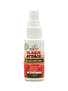 Vets Ref Plaque Attack Pet Dental Spray - 1oz - Multi-Purpose Dental Treatment for Flouride, Calcium & Gingivitis Prevention