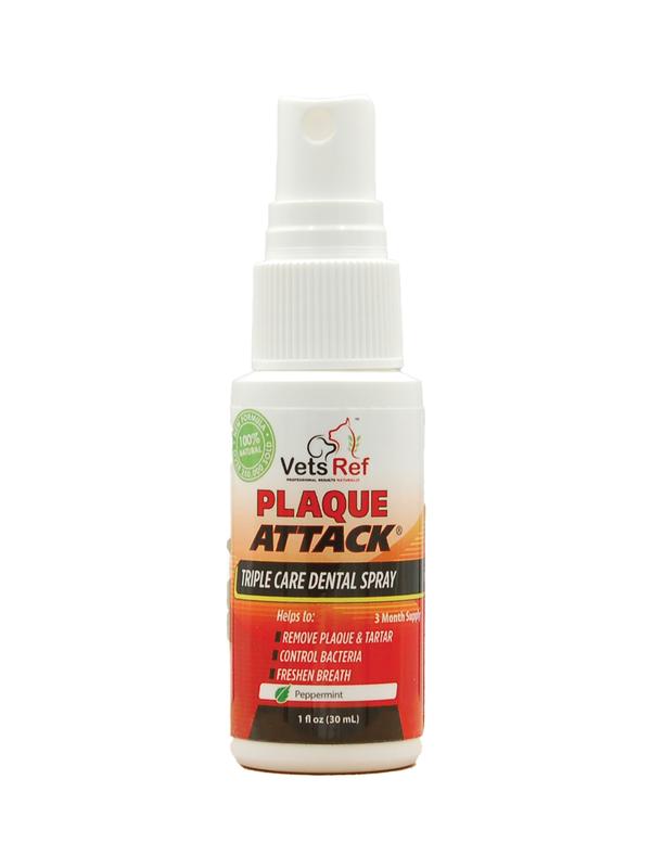 Vets Ref Plaque Attack Pet Dental Spray - 1oz - Multi-Purpose Dental Treatment for Flouride, Calcium & Gingivitis Prevention