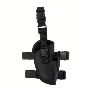 Integrated Adjustable Right-Hand Gun Holster with Anti-Slip Thigh Strap and Thumb Safety Design - Suitable for Most Medium-Duty Durable Black Design, Suitable for Hunting, Fishing, and Outdoor Activities,  thigh holster dual  Complete Tree Saddle System o