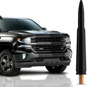 Bullet Antenna 50 BMG 6061 Aluminum Short Design 50 Cal Compatible with 10 Adapters for Easy Installation Anti-Theft Ford GMC Chevrolet Silverado Trucks car summervibes