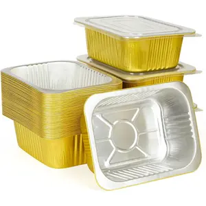 40 Pack 3 LB   Foil Pans with , 8.7"x6.6"x2.5" Heavy Duty  Foil Baking Pans, Tin Foil  Container for Baking, Heating, Cooking, Roasting, Meal Prep, Freezer