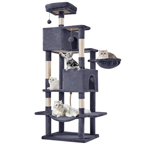 Sweetcrispy 54-Inch Vertical Cat Scratcher Shelf - Durable Space-Saving Pet Furniture with Anti-Tilt Stable Base, Modern Memory Foam Cozy Nest, Supports Play & Sleep, Satisfies Natural Scratching Instincts, Ideal Gift for Pet Owners