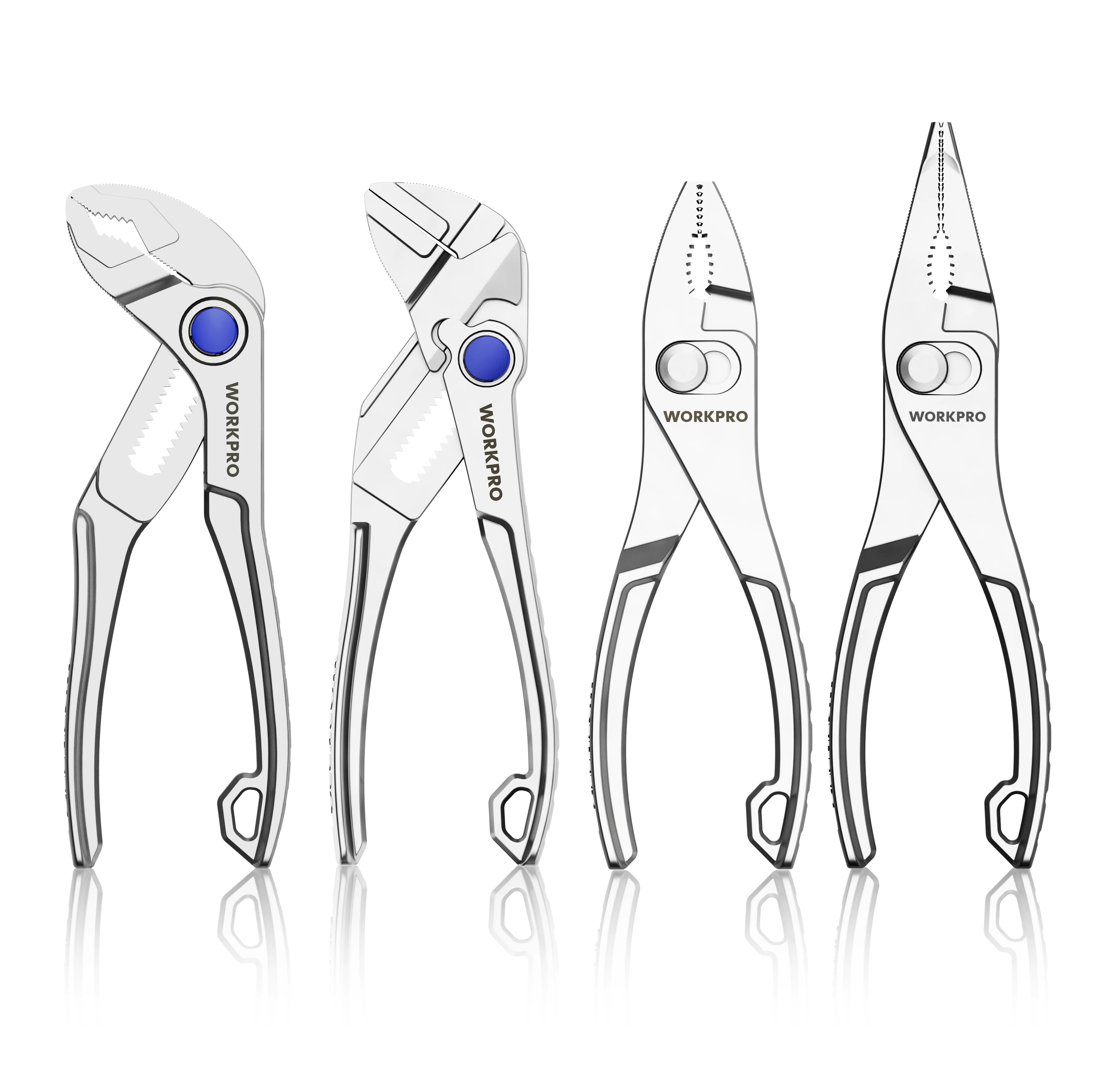 WORKPRO Mini Pliers Set with Pouch, Includes 4-Inch Plier Wrench & Slip Joint & Water Pump Pliers & 4.5-Inch Long Nose Slip Joint Plier, Adjustable Pliers/Pocket Plier/EDC Tool Gift for Man