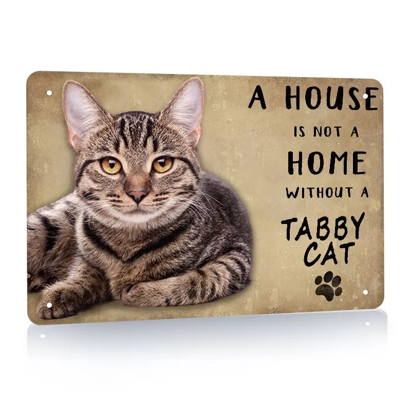 Whimsical Cat Iron Tin Sign - 1 Count, 8x12 in Lightweight Rustic Farmhouse Design Print, Distressed Retro Wall Plaque, Home Coffee Bar Decoration, Gift for Cat Lovers
