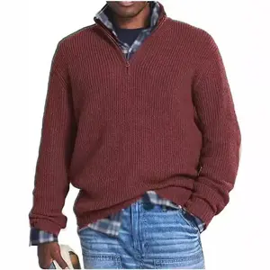 Men’s classic cashmere zip-up sweater, classic quarter-zip pullover, loose autumn pullover GARMENTARY