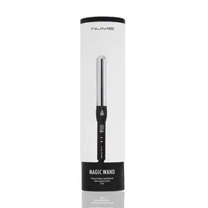 NuMe Magic Titanium Ion Curling Iron 32mm Wand - Dual Voltage Negative Ion Conditioning Far Infrared Heat - for Thick Hard-to-Curl Hair Black