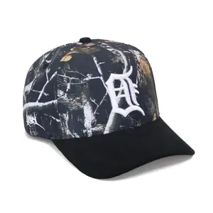 TREE CAMO BACKWARD OLD ENGLISH LETTER D CORDUROY BRIM HAT SNAPBACK