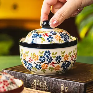 Ceramic Breakfast Bowl Ramekins with Lid, Oven Safe Covered Mini Casserole Dish, Ideal for Creme Brulee Souffle French Onion Soup Baking