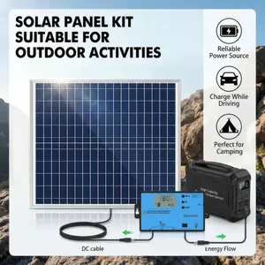 Portable Solar Panel with Controller, 1 Set 20W Solar Panel Charger, Outdoor Solar Panel Kit for Mobile Power, Camping, Hiking, Car, Boat, Phone, Monitoring