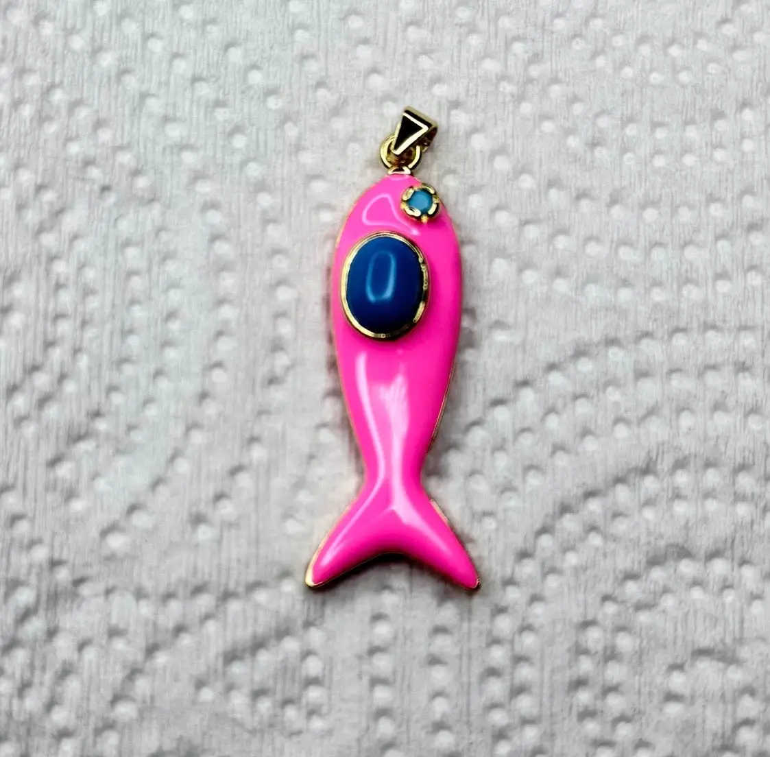 Natural Stone Colorful Fish Charm