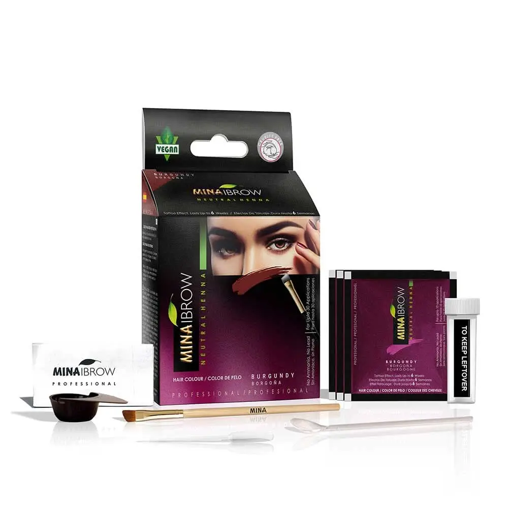 Mina Ibrow Henna Regular Brow Tint Kit - Burgundy