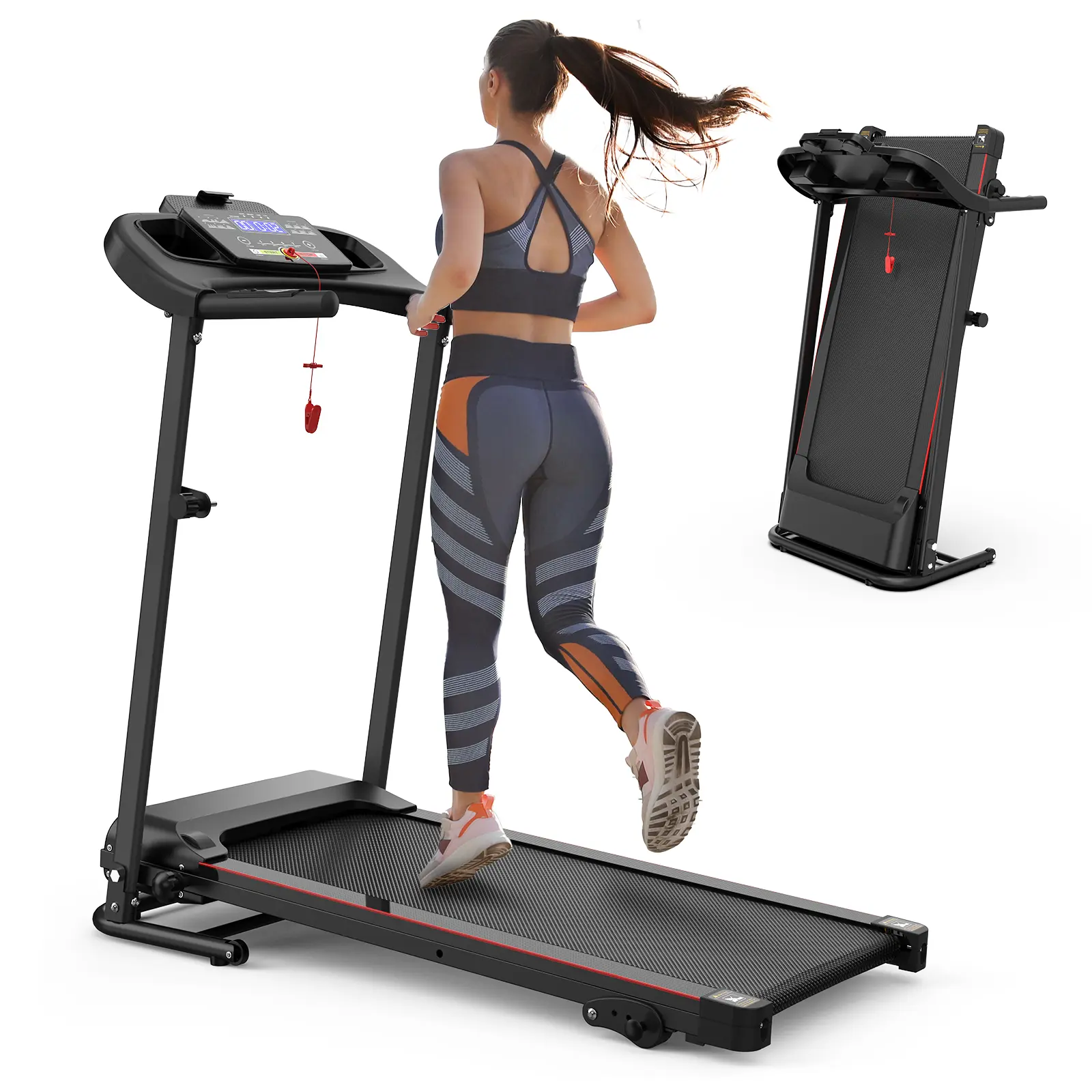 Bellemave Folding Treadmill for Home Gym, 2.5HP Steel Frame with 3-Level Manual Incline, Bluetooth, Heart Rate Sensor, 265 lbs Capacity, Incline Adjustable, Foldable, Anti-Slip Surface, 1 Month, 265 Pounds