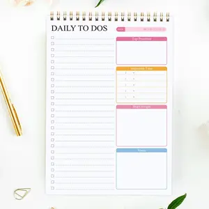 A5 Daily To-Do List Notebook, Dual Wirebound Schedule Planner, Productivity Planner, Portable Todo List Journal, Home Office Study Organizer
