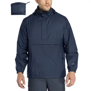33,000ft Men's Pullover Rain Jacket Waterproof with Hood Lightweight Packable Raincoat Windbreaker for Golf Travel