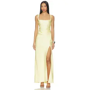 Runaway The Label Esme High Split Maxi Dress in Buttermilk