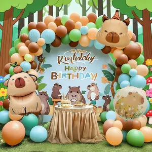 126 Piece Capybara Birthday Balloon Arch, Forest Style Party Decor, Includes Alum Foil and Latex Balloons, Perfect for Birthdays and Events