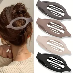 Beige/Black/Gray 4pcs Women's Hair Clips - Elegant Minimalist Oval Hairpins with Openwork Design, Non-Slip Grip for Everyday, Formal, Party - Valentine's Gift for Her, Everyday & Special Occasions, Cute Hair Clips, Formal Hair Accessories, Vintage Hairpin