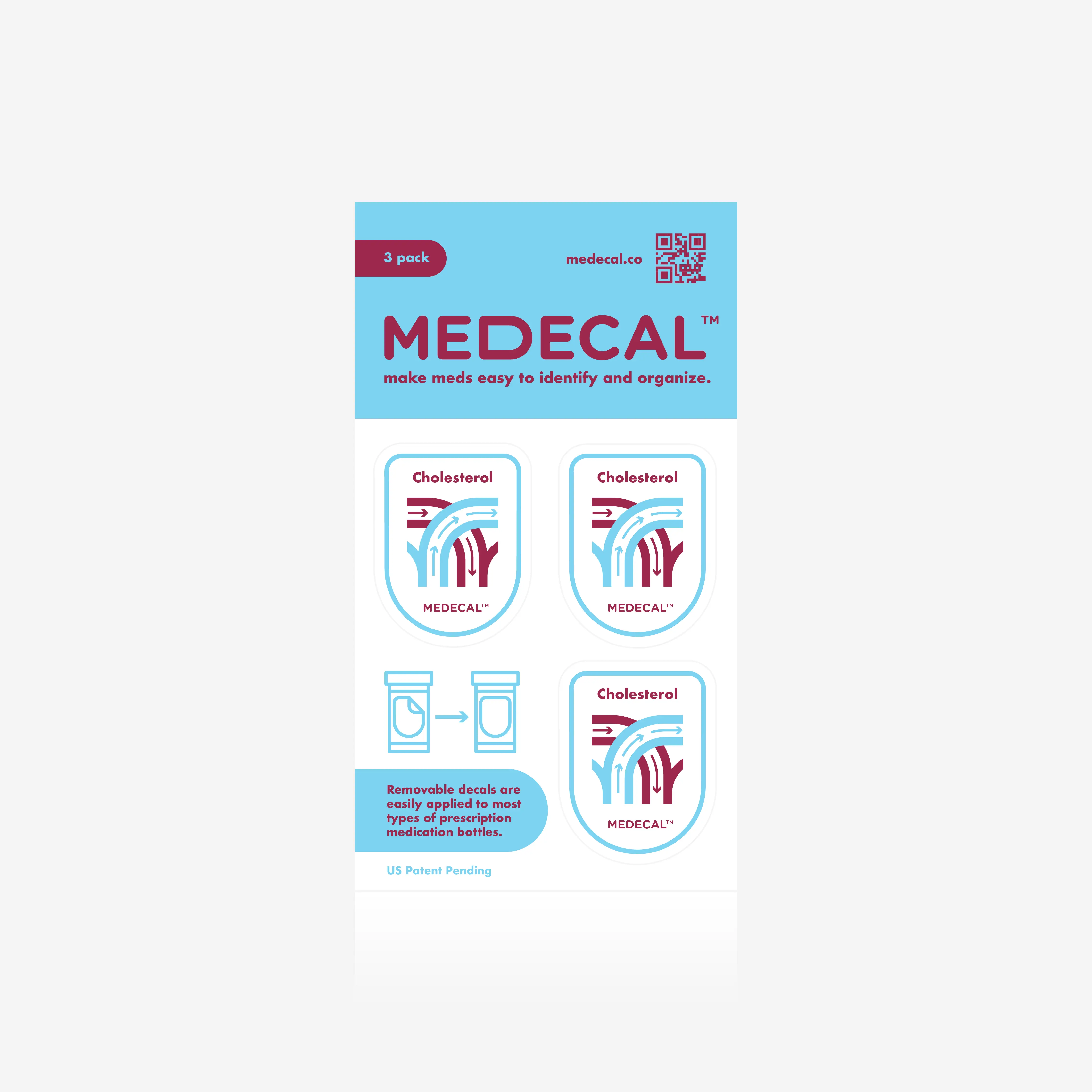 Cholesterol Medecal - Removable Label Decal - Identify and Organize Medications
