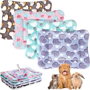 4 count  Guinea Pig Bedding Winter Guinea Pig Bed Plush Cage Liners Soft   Mat Reversible Winter Cozy  Pee Pad Hamster Bed Mat for Bunny(Heart,13 x 18.5 Inch)