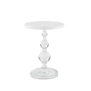 FixtureDisplays® Clear Acrylic End Table, Side Table, Modern Transparent Nightstand, Round Top and Solid Post for Living Room, Bedroom and Lobby 13.75 X 13.75 X 21" High 15573NEW-NF