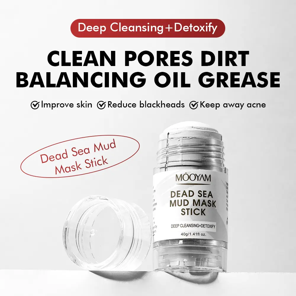 MOOYAM Rotating Dead Sea Mud Mask Stick - Deep Cleansing, 37 Minerals, Blackhead Remover & Pore Minimizer. For Oily & Sensitive Skin