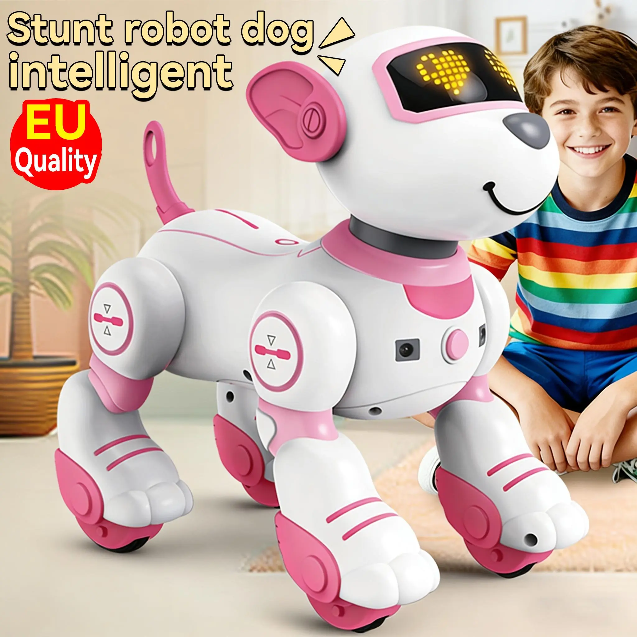 Children's programming robotic dog, smart remote control, interactive electronic pet that can bark and walk, gesture-sensing pet toy, simple remote-controlled electronic dog, rechargeable toy dog, New Year gift, toys for girls Programmable