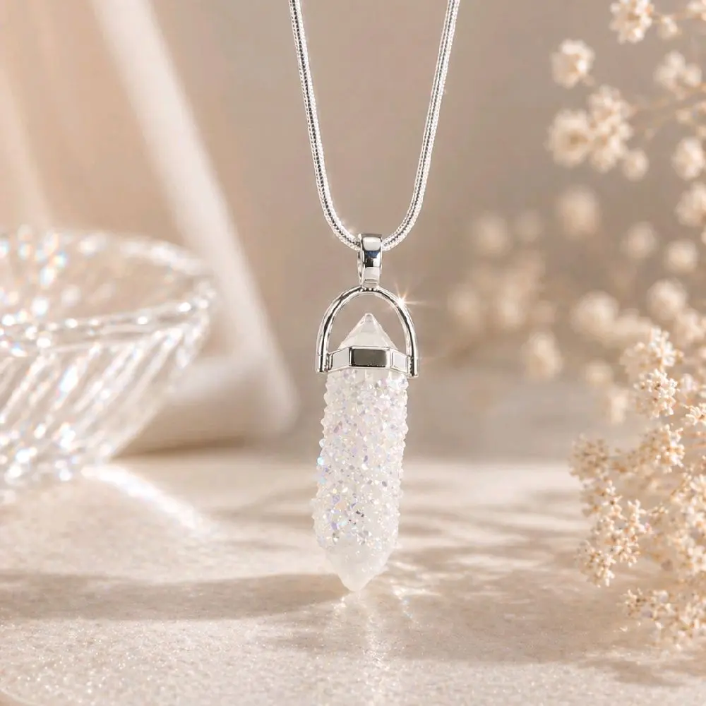 Aurora Ice Quartz Crystal Necklace
