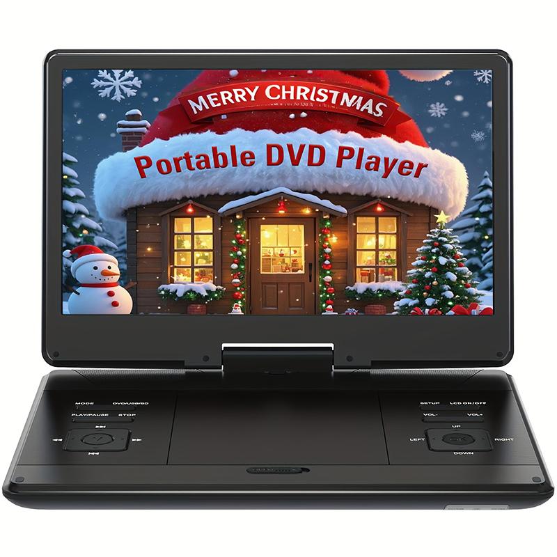 16.9" Portable DVD Player with 270° Rotating Screen Multi-Region Support CD DVD VCD SD Card USB for Car Use & Family Entertainment Digital Products Charger Rechargeable Audio Adapter Remote Control
