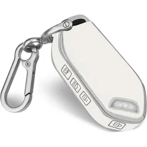 White for KIA Key Fob Cover with keychian,TPU Protection Key Case Compatible with Telluride 2023 2024 2025 EV5 Sorento K4 K5 GT-Line Remote Smart Key Fob Protector (White)