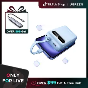 [LIVE ONLY]UGREEN Portable Charger, Smallest 20W 20000mAh USB C Power Bank Fast Charging, PD 3.0 LED Display Phone Battery Pack Compatible with iPhone 17 16 15 14 Pro Samsung S24 iPad etc