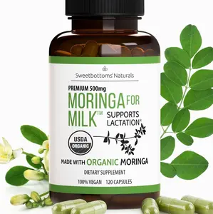 Lactation Supplement - Organic Moringa Capsules for Breastfeeding Support to Increase Breastmilk Supply (120 ct) Pure Malunggay Leaf Powder for Milk Production Booster & Postnatal Vitamins A E K 500mg