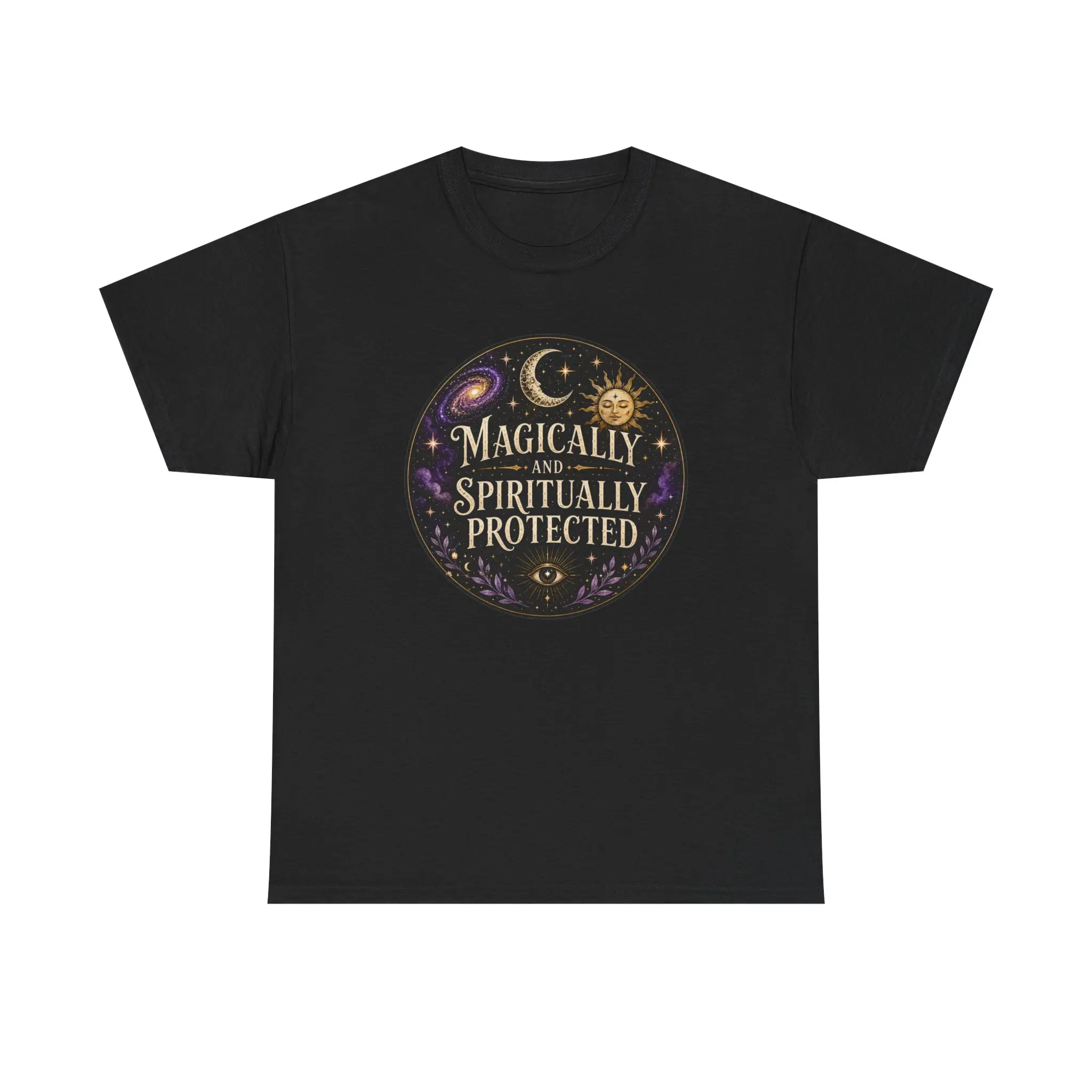Magically and Spiritually Protected Tee | Moon Sun Stars Spiritual Design