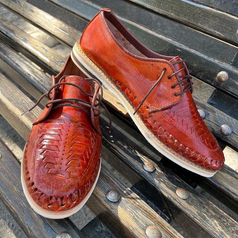Lace up Mexican Huarache - Leather Solid Color Shoes - Men’s Mexican Traditional Shoes - Fathers Day