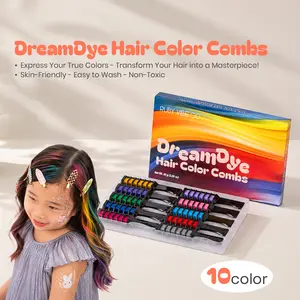 [RUBY VIBE CO] DreamDye Hair Color Combs, 10-Color Hair Dye Chalk Set, Temporary Hair Color for Kids, Skin-Friendly, Easy to Wash for Parties & School Events