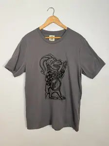 Banjo Goat  Woodblock Hand-Printed T-Shirt Cotton Menswear Top Graphics