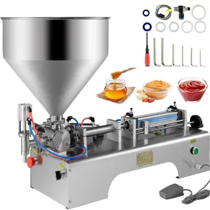 Spring new arrivals Horizontal Pneumatic Liquid Filling Machine 10-300ML, Paste Liquid Filling Machine with 30L Hopper, Pneumatic Dual-use Paste Filling Machine for Cream Shampoo Liquids
