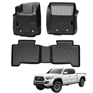 GARVEE Custom Fit Floor Mats for Toyota Tacoma Double Cab 2018-2023,3 Pack TPE Floor Liners Compatible with 2018 2019 2020 2021 2022 2023 Toyota Tacoma