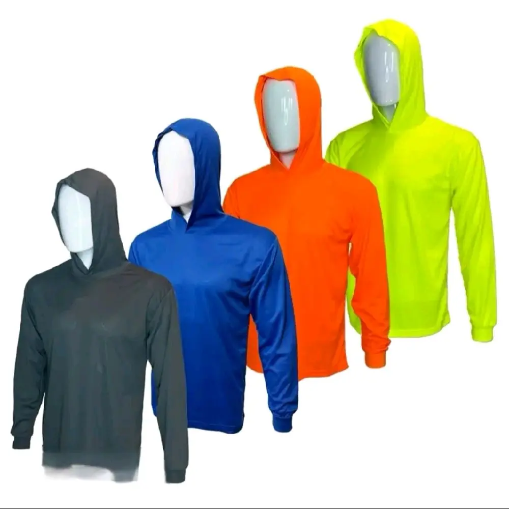 Male 4-Pack Long-Sleeve Polyester Hoodies - Work Safety Apparel, Workwear Clothing, Mesh-Lined, Dry Fit Active, Breathable Fitness Sport Top, Casual Fitness Wear